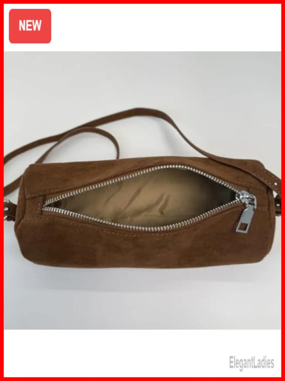 Suede Barrel Crossbody Hobo Bag Slouchy Shoulder Tote Purse Vintage